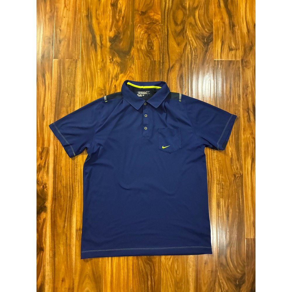 Nike Golf Tour Performance Dri-FIT Polo Shirt Mens Large Navy Blue Volt 0086